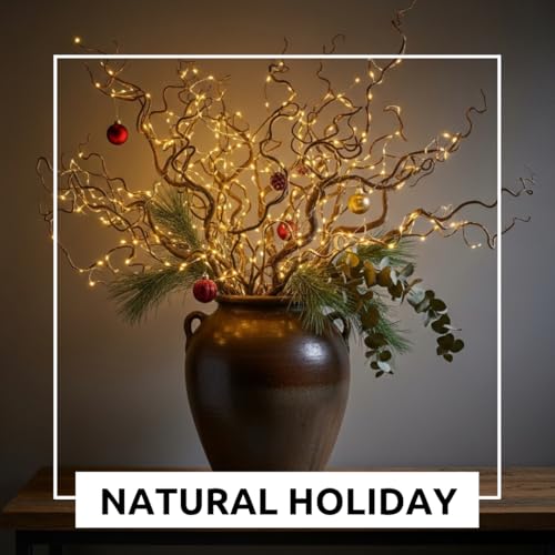 7 Thick and Tall Natural Curly Willow Branches for Decor, 3-4 Feet Long - Wedding or Christmas Decor, Wreathmaking (7 Branches)