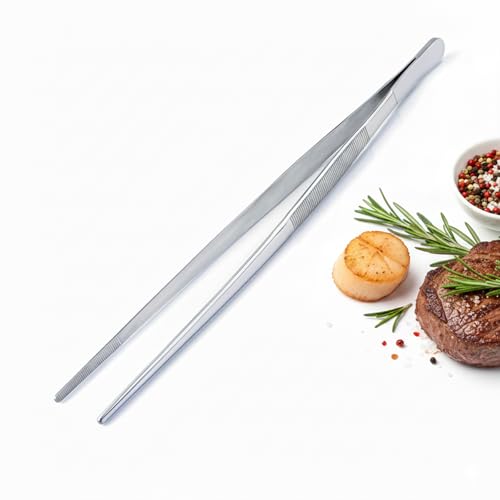 12-Inch Stainless Steel Kitchen Tweezers, Food Tongs for Cooking
