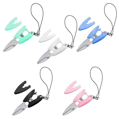 5 Pc Tiny Scissor with Cover for Travel Yarn Keychain Scissor Mini Scissor | Mini Small Compact, Small Sharp Scissor, All Purpose Portable Snips, for Yarn Sewing Crafts Paper