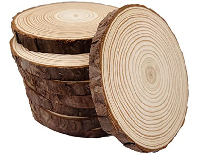 Unfinished Natural with Tree Bark Wood Slices 9 Pcs 5.1-5.5inch Disc Coasters Wood Coaster Pieces Craft Wood kit Circles Crafts Christmas Ornaments DIY Crafts with Bark for Crafts Rustic Wedding - size: 9Pcs 5.1-5.5inch