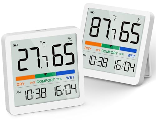 Digital Hygrometer Indoor Thermometer, Humidity Monitor with Calibration - color: White, size: 2 Pack