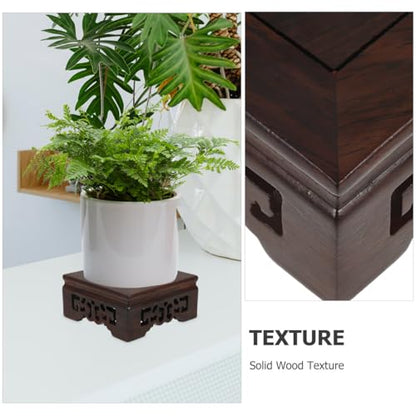 Cabilock Solid Wood Plant Pot Riser 3.14 X 3.14 X 1. Square Base Stand for Indoor Pots Buddha Statues Bonsai Flower Pot Holder Home Decor