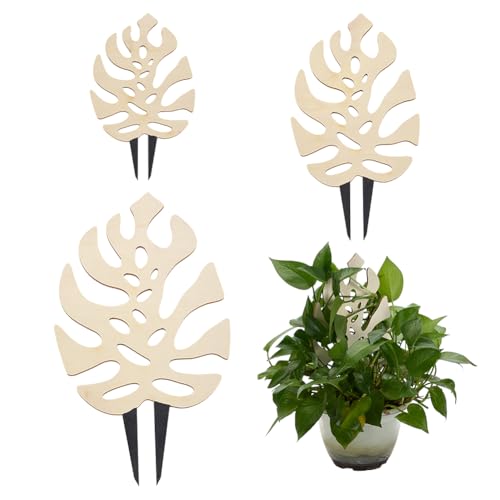 FINGERINSPIRE 3 PCS Wooden Plant Trellises 3 Size Monstera Leaf Trellis | Floral White Houseplant Trellis for Indoor Climbing Plants Garden Plant Trellis Support for Ivy Flowers Outdoor Potted Plants - color: White