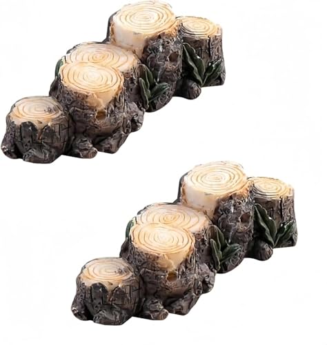 2Pcs Miniature Resin Stump Micro Landscape Fairy Garden Ornament Mini Doll House Outdoor Landscape Decor Outdoor Statues Garden Sculptures Outdoor Décor Miniature Landscape