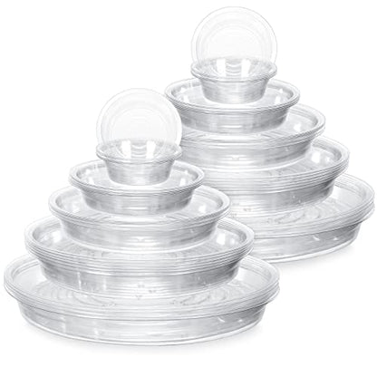 Marsui 50 Pack 4/6/8/10/12 Inch Plant Saucer Clear Plastic Plant Trays