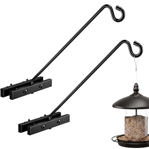 2 Pack 17Inch Deck Hook, Deck Bird Feeder Hanger for Railing 15lbs Capacity - size: 17 inch 2 Pack