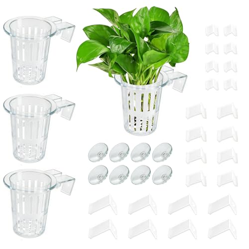 4 Pack Aquarium Plant Holder for Live Plants, Fish Tank Pothos Basket