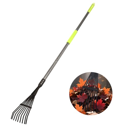 Garden Rake for Leaves, 48" Metal Leaf Rake with Soft Foam Grip