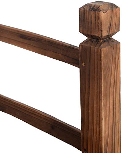 HAPPYGRILL 5 FT Wooden Garden Bridge, Decorative Pond Bridge with Railings | Stained Finish Wood Footbridge with 400 lbs Capacity for Outdoor Garden Yard Backyard