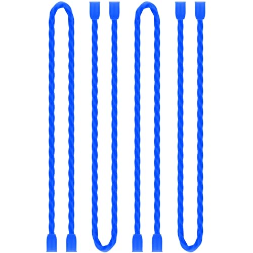 4Pcs 24-inch Silicone Cable Ties Reusable Steel-Core Silicone Twist Cable Tie Straps for Bundling and Organizing Colorful Bendable Holder Strap for Indoor and Out All Purpose, Blue - color: Blue, size: 24 Inch