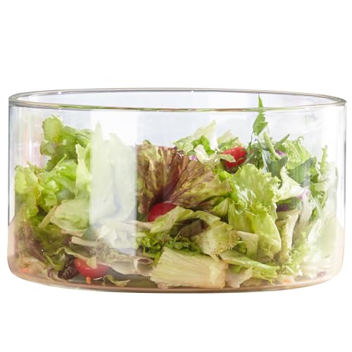 190oz Extra Large Glass Trifle Bowl, Modern Design Clear Glass Round Dessert Centerpiece Serving Bowl for Laying Ice Cream Cakes, Salad, Fruit, Microwave & Dishwasher Safe - size: Extra Large without lid