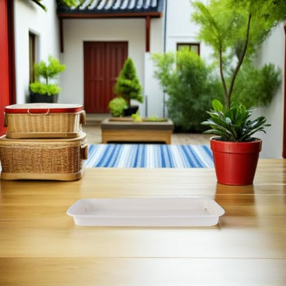 Healeved 3pcs Plastic Flowerpot Trays Rectangular Plant Saucer Elegant Square Plant Water Plate Bonsai Water Trays - size: 40.00X14.30X3.20CM