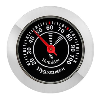 Ipetboom Analog Hygrometer for Cigar Humidor - Round Mechanical Humidity Gauge Accurate Cigar Humidor Accessory Small Alloy Stainless Steel Black Hygrometer for Violin Case and Home Use - 1.5x0.4in