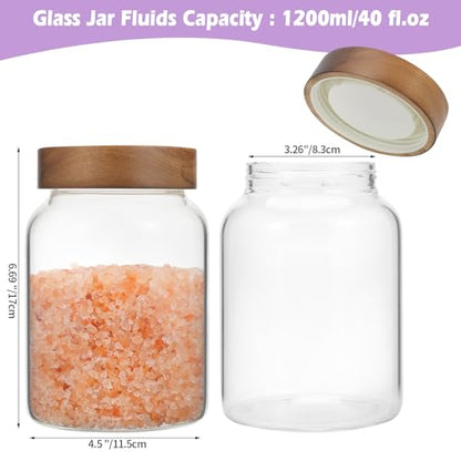 40 oz Glass Jars with Airtight Lid Spice Herb Jar Glass Coffee Ground Canister Clear Food Storage Jar for Sugar Cookies Tea Bean Spice Bath Salts (1200ml/40oz-2pack-A) - color: 1200ml/40oz-2pack-A