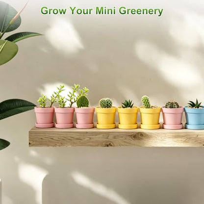 M METERXITY 6-Pack Shallow Terracotta Clay Pots, 4.3" Ceramic Small Plant Pots with Saucer and Drainage Holes for Succulent Plants/DIY Crafts, Terracotta Pottery Planters [Yellow] - color: Yellow