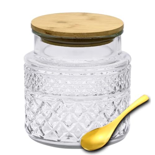 Viovian 38 oz Vintage Glass Storage Jars with Airtight Lids and Spoon - color: Clear, size: Round 38 oz