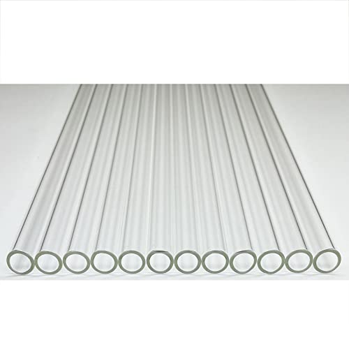 Glass tubes 12 Piece, 8 Inch Long Borosilicate Glass Tubes OD 12 mm Thickness 1.5 mm Industrial Glass Tubing for Tall Cups (12mm / Clear) - style: OD 12 mm / Clear