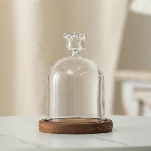 12 * 16cm Big Size Antique Base Different Top Glass Dome Vase Home Decoration Transparent Candle Cover Wedding Friend Favor Gift (1set Flower domebase) - color: 1set Flower Domebase