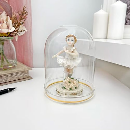 Plymor 4" x 5.5" Glass Display Dome Cloche with Gold Rim (Clear Glass Tray Base) - size: 4" x 5.5"