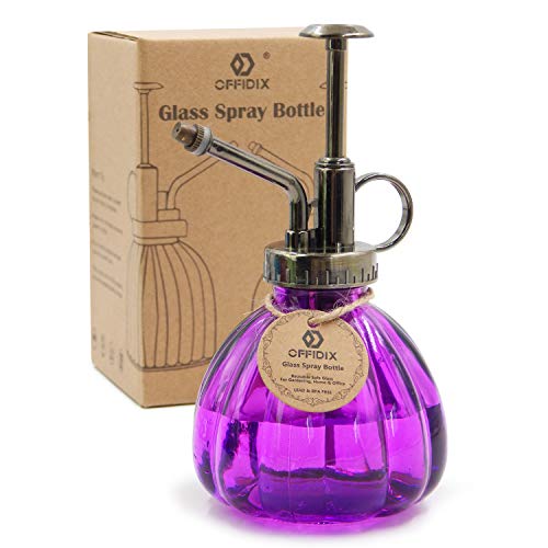Glass Spray Bottle Plant Mister Purple Pumpkin Watering Can 6.7 oz | Plant Spritzer Mister with Bronze Plastic Top Pump, Vintage Mister Indoor Outdoor, Fine Mist, for Garden, Plants, Cleaning - color: I-Dark Purple