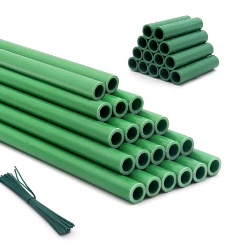 Garden Stakes 16.9Inch 20Pcs HOUNANG Adjustable Length Plant Support Stakes | DIY 4ft 5ft6ft7ft 8ft Fiberglass Plant Stakes for Gardening with14Connectors 50Ties for Indoor OutdoorPlants,Tomato,Vegetable - size: 16.9inch 20pcs