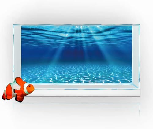 Natural Undersea Aquarium Background, Underwater Ocean Sunlight Fish Tank Background 30X18IN with 8 EVA Double-Sided Tape - color: Ocean, size: 30X18in/75X45cm
