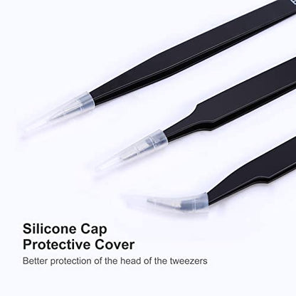 kaverme 3PCS Precision Tweezers Set, Upgraded Anti-Static Stainless Steel | Tweezers for Electronics, Soldering, Laboratory Work, Jewelry-Making, Model, Craft