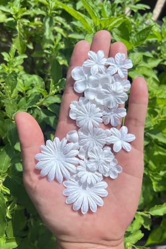 100 Pcs Handmade Mulberry Paper Flowers 3 mm - 1.5 Inch Scrapbooking Wedding DIY Craft Supplies Card. (Mixed White Flowers) - color: Lavender Tone