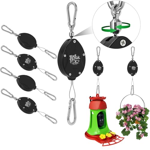 Plant Pulleys for Hanging Plants, Heavy Duty Retractable Hangers - color: Black-4