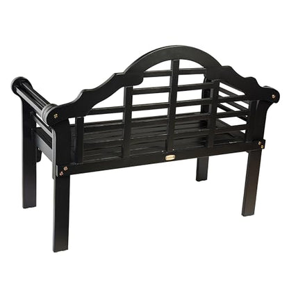Plow & Hearth Weatherproof Lutyens Eucalyptus Wood Garden Bench | Foldable Patio Bench | Outdoor Furniture Seating for Porch Park Deck | Black - color: Black