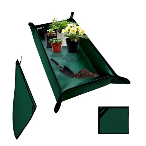 43.5"x29.5" Plant Transplanting Mat - Thickened Waterproof Potting Mat, Succulent Gardening Mat, Portable Repotting Mat for Mess Control (PVC-Green) - color: Dark Green, size: 43.5" x 29.5" x 0.1"