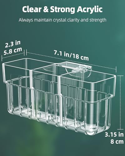 Pawfly Clear Acrylic Aquarium Plant Holder for Fish Tanks, 3 Slots Top Hanging Fish Tank Planting Holder with Hook, Adjustable Aquarium Planter Cup, Plant Pot for Water Feature Decoration - size: 1 Pcs