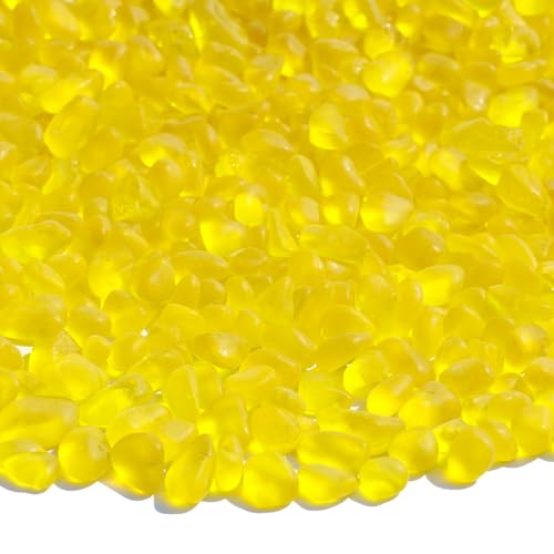QYGL Sea Glass Stones - 2.9LB/46.4oz Yellow Frosted Glass Pebbles - color: Yellow