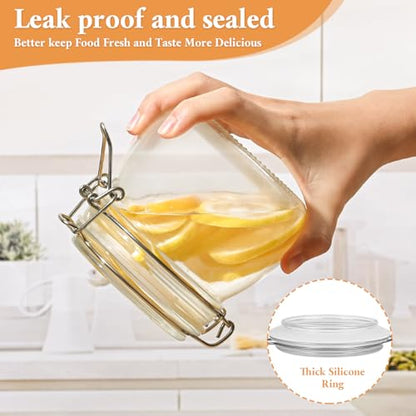 Airtight Glass Jars with Lids,17 oz Glass Storage Containers with Lids Set of 6,Small Mason Jars with Clamp Airtight Lid and Silicone Gasket,Used for Food Storage and Pickling
