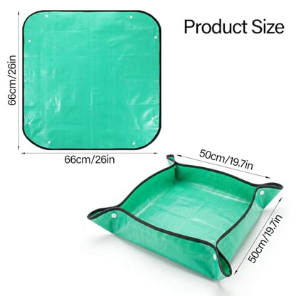 2 Pack Green Repotting Mat for Indoor, Potting Mat Plants Transplanting | 26" X 26" Foldable Potting Tray Waterproof Plant Pottings Mats Portable Gardening Tray for House Succulents Soil Mess Control