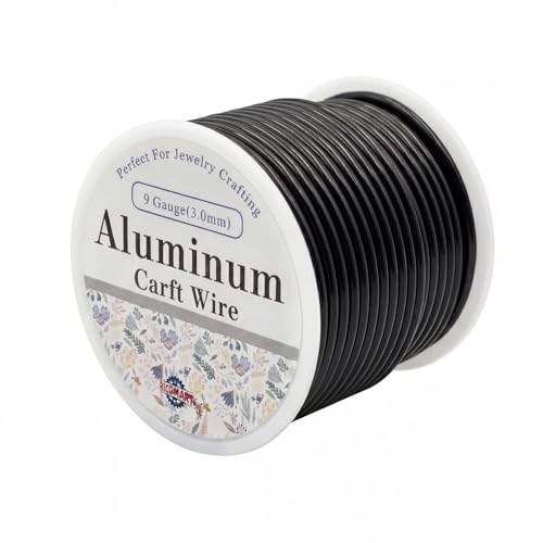9 Gauge Aluminum Craft Wire Black 40FT 3mm, Jewelry Making, Flexible Bendable Armature Wire for Sculpting, Floral Crafts, Metal Wire Wrapping, DIY Art Projects & Wreath Making - color: Black, size: 9gauge