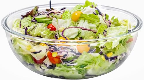 6.5Qt Extra Large Glass Mixing Bowls, Clear Large Salad Bowls,Thickened Glass Big Mixing Bowls Salad Bowls Cooking Bowl for Kitchen Prepping Storing Baking Serving, Fruit, Snacks, Borosilicate Glass - color: Without lid, size: 6.5Qt