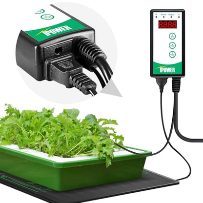 iPower 20"x20.75" Seedling Heat Mat and Digital Thermostat Combo Set, Warm Hydroponic Heating Pad for Germination, Indoor Gardening, Greenhouse - size: 20" x 20.75", style: with Controller