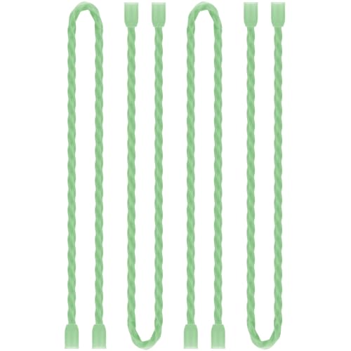 4Pcs 24-inch Silicone Cable Ties Reusable Steel-Core Silicone Twist Cable Tie Straps for Bundling and Organizing Colorful Bendable Holder Strap for Indoor and Out All Purpose, Green - color: Green, size: 24 Inch