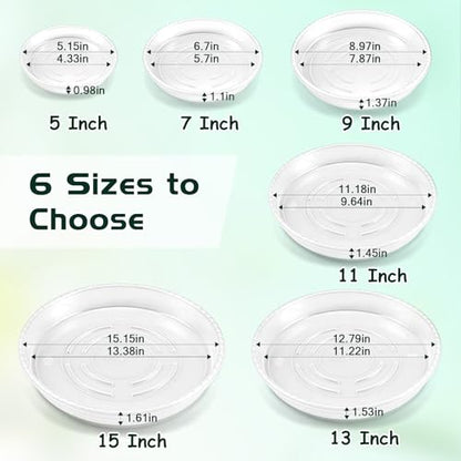 5 Pack 13 Inch Clear Plant Saucers, 5 7 9 11 13 15 Inch Plastic Plant Trays for Flower Pots Plant Drip Water Catcher Tray Indoors Outdoor (13 Inch) - size: 13 Inch