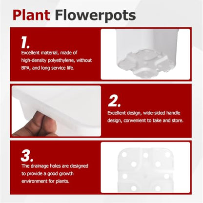 findmall 3 Gallon Square White Nursery Pots Plant Pots Grow Pots Nursery Container for Planting Soil Plants 10 Pcs - color: White, size: 3 Gallon