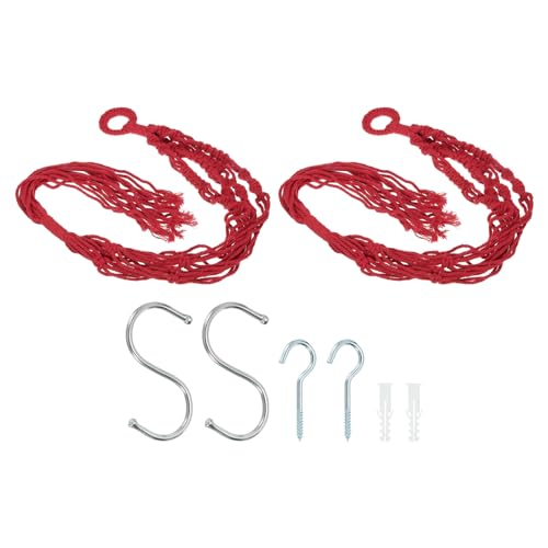 PATIKIL Macrame Hanging Planter, 2 Pack 31 Inch Handmade Hanging Plant Holders Flower Pot Hanger Flower Pot Hanger for Indoor Outdoor Decor, Red - color: Red