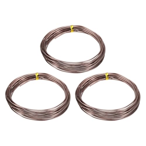 HARFINGTON 3 Roll Bonsai Wire 1.5mm Each Roll 16.4ft (5m) Anodized Aluminum Bonsai Wire for Gardening Tree Branch Fixing DIY Crafting, Brown - color: Brown, size: 1.5mm x 16.4 ft
