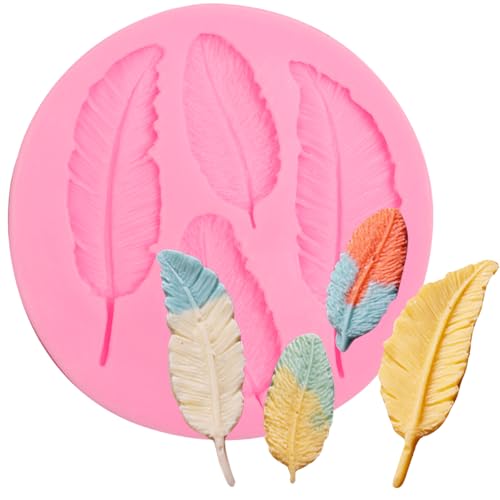 Feather Candy Molds Feather Silicone Fondant Mold for Chocolate Cake Decoration Candy Cupcake Topper Cake Polymer Clay Crafts Epoxy Resin - color: CRR-66