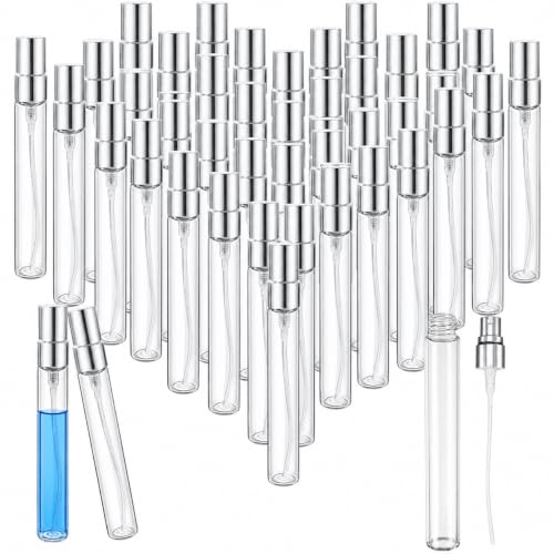 50 Pcs Mini Spray Bottles, 10 Ml, Silver Cap - color: Silver Cap