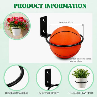 Flower Pot Holder Wall Planter Ring Hanger Metal Wall Plant Hanging Pot Holder Mounted Hanging Bracket for Indoor Outdoor Home Garden Plant Flower Display, Black(6 Pcs,6 Inch) - size: 6 Inch