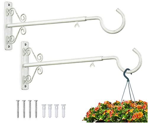 BOLITE Bird Feeder Hanger 16-24", Adjustable Hanging Plant Brackets, White - color: Retro White, size: 16-24 inch