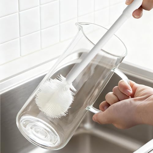 2 Pieces Flexible Silicone Bottle Brush with Long Handle, Long Handle Water Bottle Brush Cleaner, for Narrow Neck Bottles, Water Bottles, Baby Bottles, Flasks