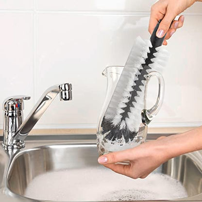 Bonsicoky 3 Brush Bar Glass Washer with Suction Base | Commercial Brush Cleaner, Bristle Brush, For Beer Cup, Long Leg Cup, Red Wine Glass, Kitchen Bar Use - color: 2 Short Brush + 1 Long Brush