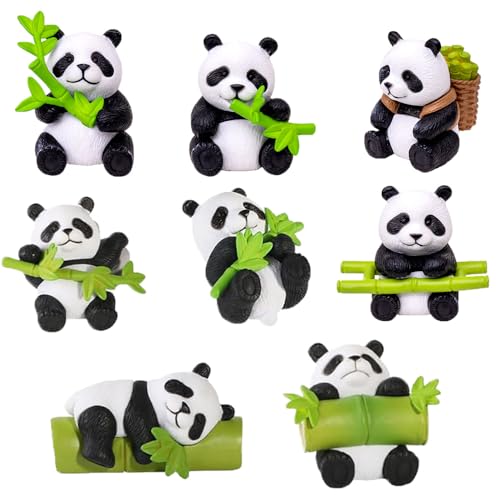 8Pcs Mini Panda Figurines - Realistic Hand Painted Resin Pandas for Cake Toppers, DIY Crafts, Plant Pot Decor, Panda Party Favors & Home Display - style: 8PCS mini panda